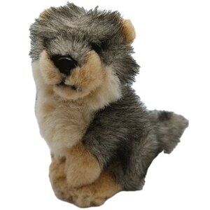 Defender Wildlife Wolf Realistic Plush Gray Brown Stuffed Kids Planet 5"